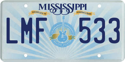 MS license plate LMF533