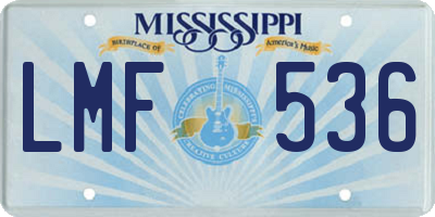 MS license plate LMF536