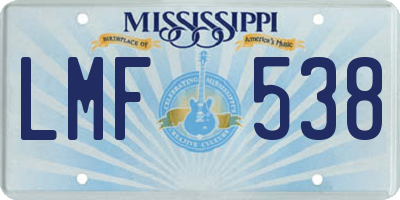 MS license plate LMF538
