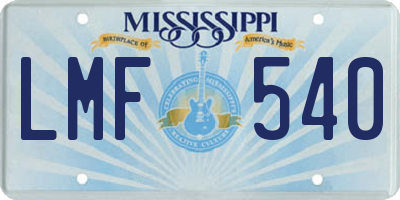MS license plate LMF540