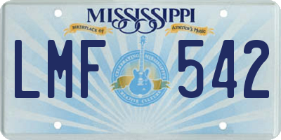 MS license plate LMF542