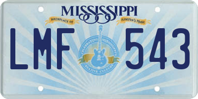 MS license plate LMF543