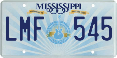 MS license plate LMF545