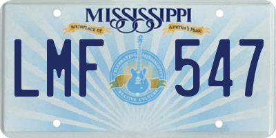 MS license plate LMF547