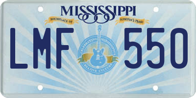 MS license plate LMF550