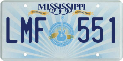 MS license plate LMF551