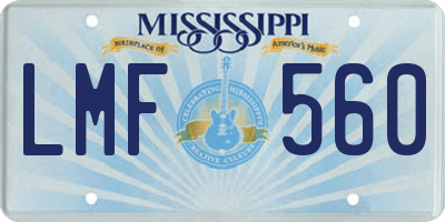 MS license plate LMF560