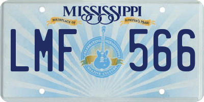 MS license plate LMF566