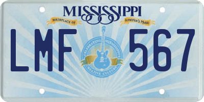 MS license plate LMF567