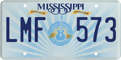 MS license plate LMF573
