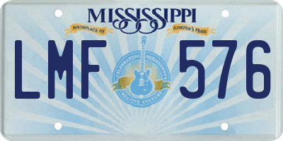 MS license plate LMF576