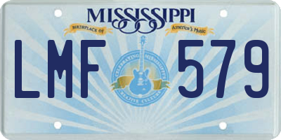 MS license plate LMF579