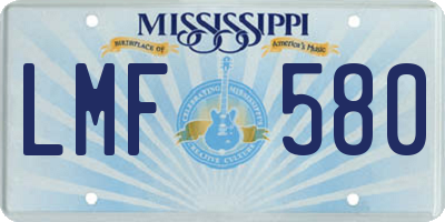 MS license plate LMF580