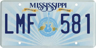 MS license plate LMF581