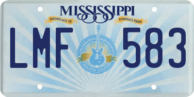 MS license plate LMF583