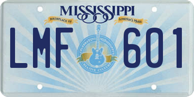 MS license plate LMF601