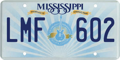 MS license plate LMF602