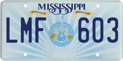 MS license plate LMF603