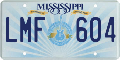 MS license plate LMF604