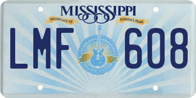 MS license plate LMF608