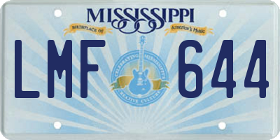 MS license plate LMF644