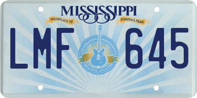 MS license plate LMF645