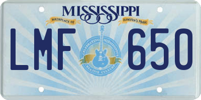 MS license plate LMF650