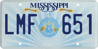 MS license plate LMF651