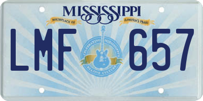 MS license plate LMF657
