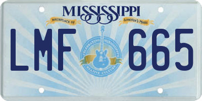 MS license plate LMF665