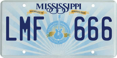 MS license plate LMF666