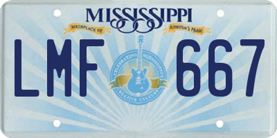 MS license plate LMF667