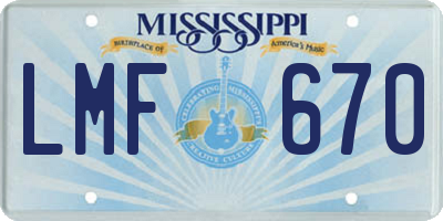 MS license plate LMF670