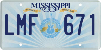 MS license plate LMF671
