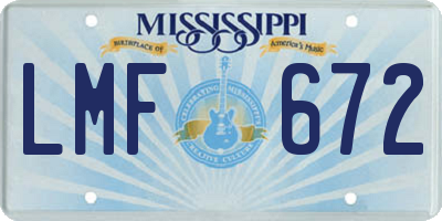 MS license plate LMF672