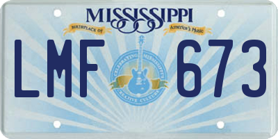 MS license plate LMF673