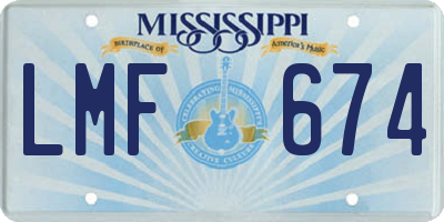 MS license plate LMF674