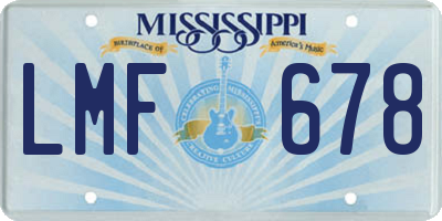 MS license plate LMF678
