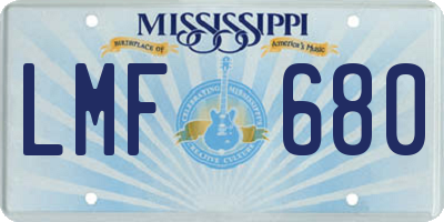 MS license plate LMF680