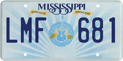MS license plate LMF681
