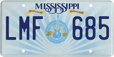 MS license plate LMF685