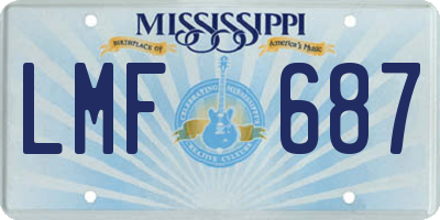 MS license plate LMF687