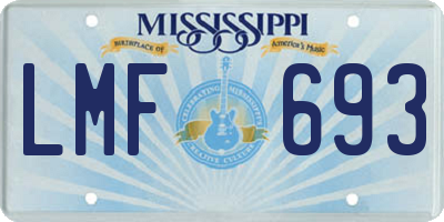 MS license plate LMF693
