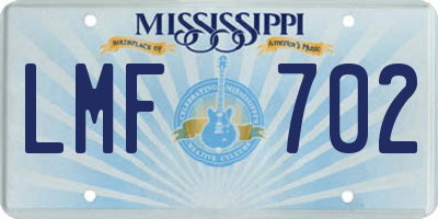 MS license plate LMF702