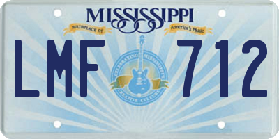 MS license plate LMF712