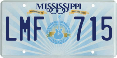MS license plate LMF715