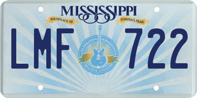 MS license plate LMF722