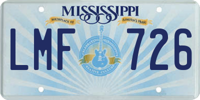 MS license plate LMF726