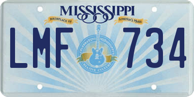 MS license plate LMF734