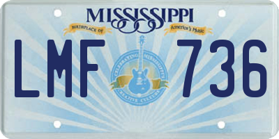 MS license plate LMF736